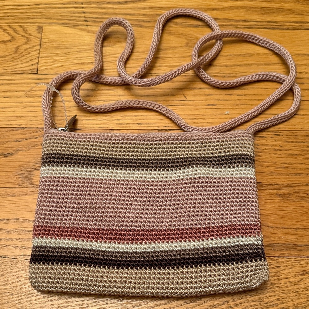 SAK Purse Peach, Tan, Brown and Cream with Peach shoulder strap. Clean!